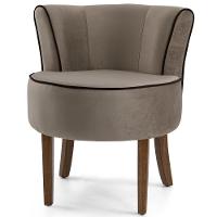 Poltrona Base de Madeira Ayla Veludo Marrom Claro