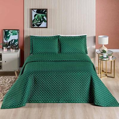 Kit Cobre Leito Espanha Casal Padrão 03 Peças 200 Fios Matelado White Line - Verde Esmeralda