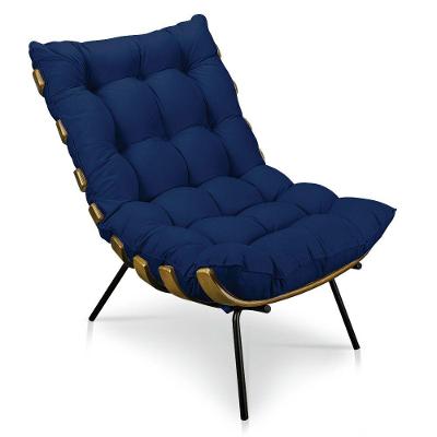 Poltrona Costela Suede Drossi Azul Marinho