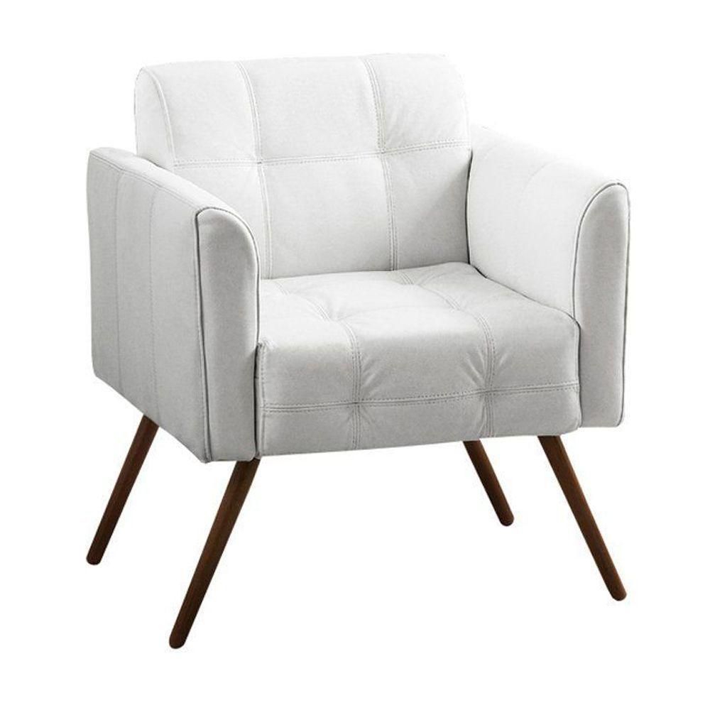Poltrona Decorativa Bia Couro Branco - 1