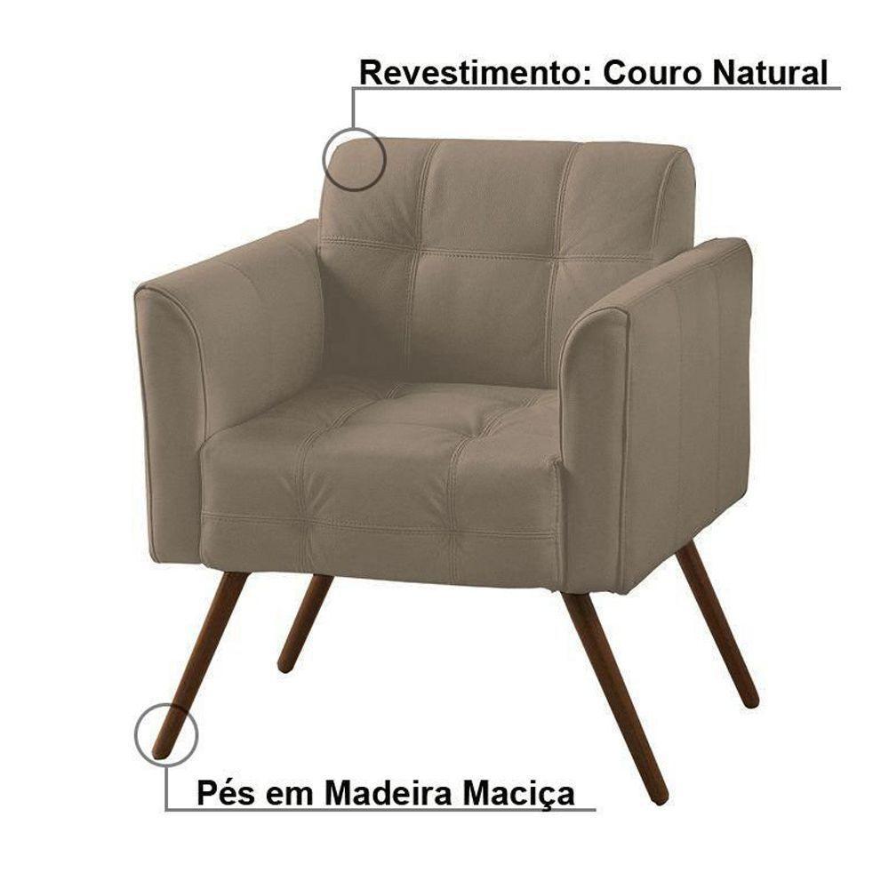 Poltrona Decorativa Bia Couro Bege 66 - 2