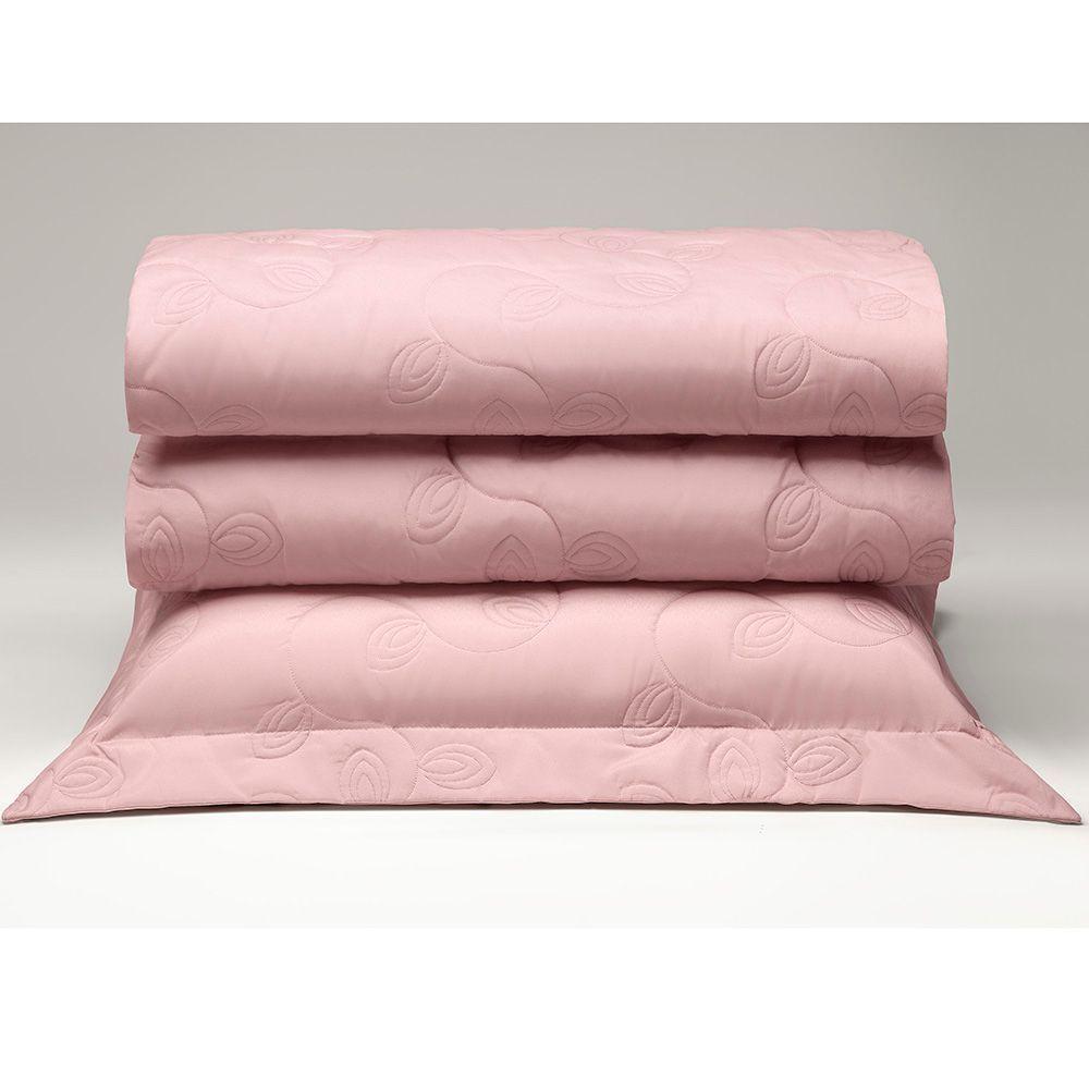 Kit Cobre Leito Yasmin Casal Queen 03 Peças Bordado Floral Tecido Algodão - Rosê Com Palha - 2