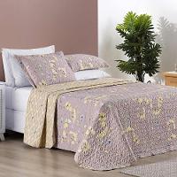 Kit Colcha Ayla Casal King Tecido Dupla Face Microfibra 03 Peças - Lavanda Floral - 3