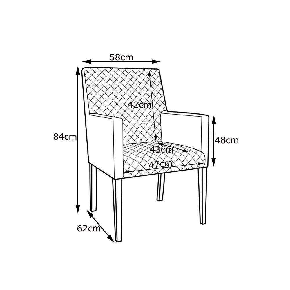 Poltrona Decorativa Liverpool Base Madeira Corano Branco - 4