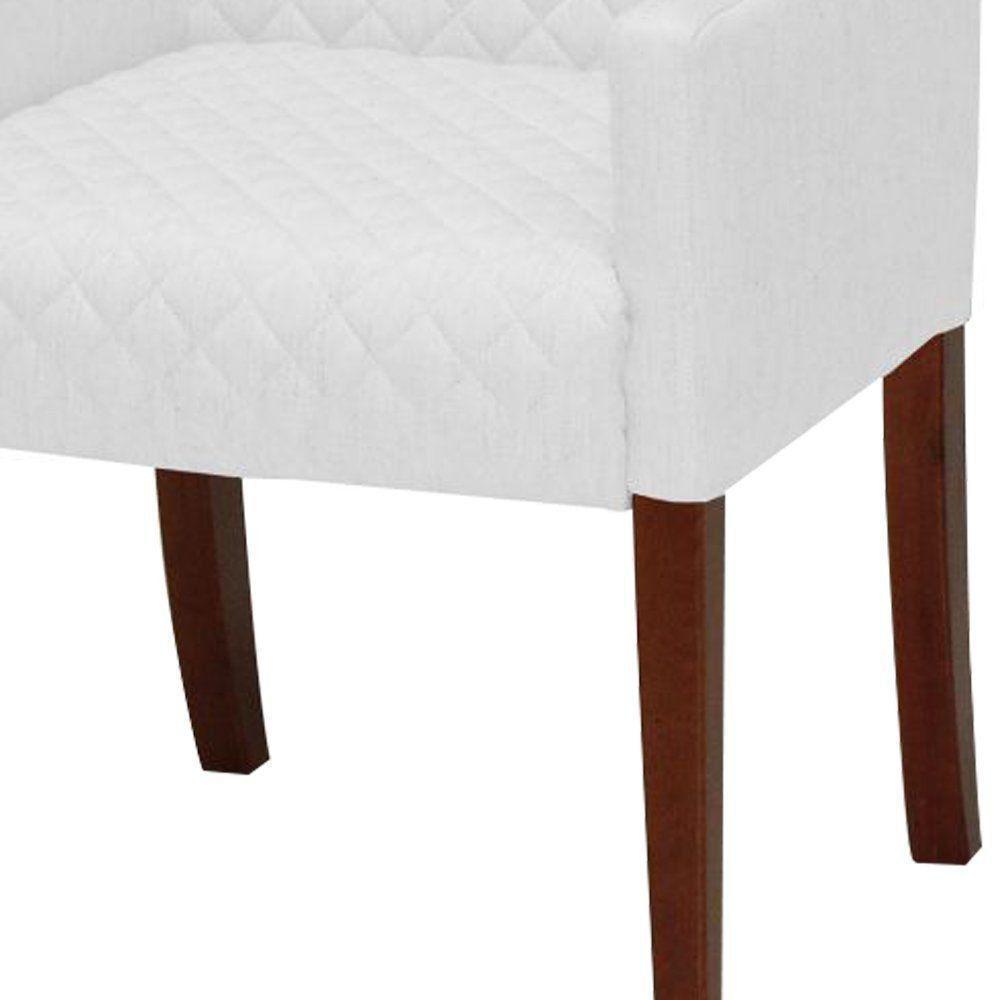 Poltrona Decorativa Liverpool Base Madeira Corano Branco - 2