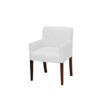 Poltrona Decorativa Liverpool Base Madeira Corano Branco - 1