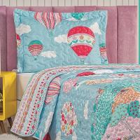 Kit Colcha Balão Solteiro Tecido Microfibra Dupla Face Quarto Infantil - Rosa - 3