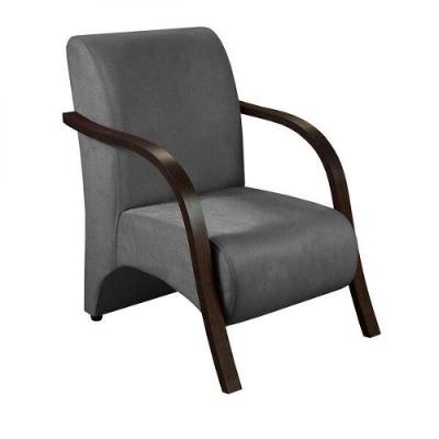 Poltrona Decorativa Santa Rita Sued Tecido Grafite