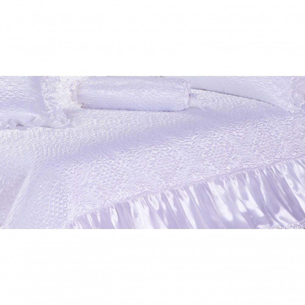 Kit De Colcha Cobre Leito Athena Casal Queen 05 Peças Branco - 6