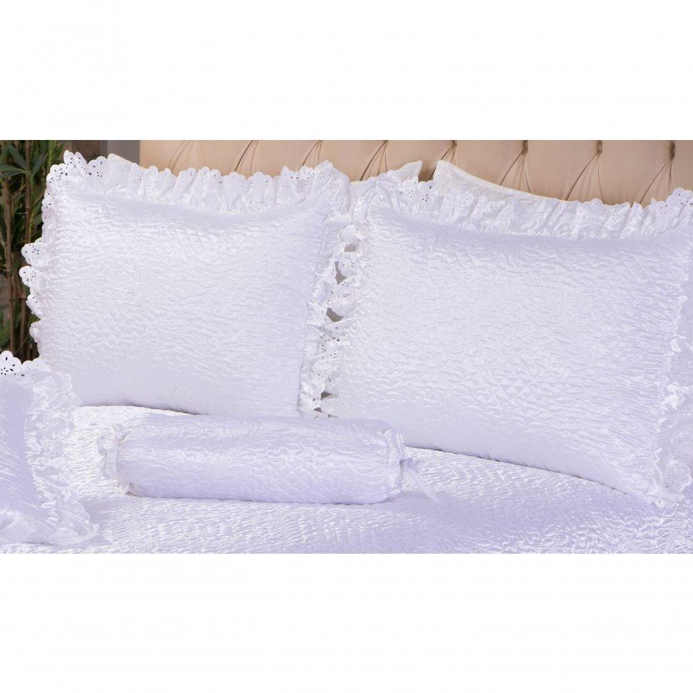 Kit De Colcha Cobre Leito Athena Casal Queen 05 Peças Branco - 7