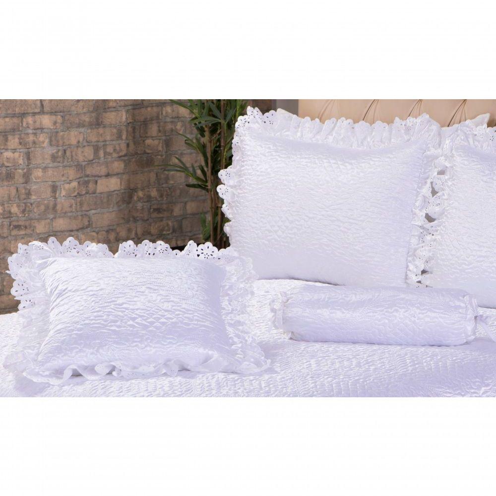 Kit De Colcha Cobre Leito Athena Casal Queen 05 Peças Branco - 8