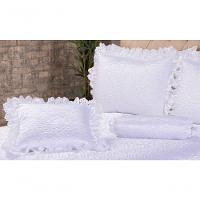 Kit De Colcha Cobre Leito Athena Casal Queen 05 Peças Branco - 8