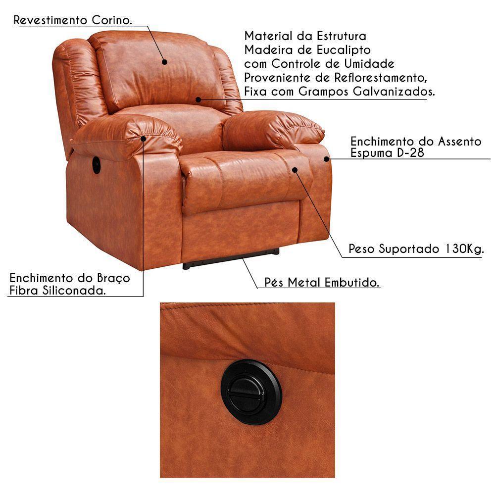Poltrona Do Papai Reclinável Elétrica Caramelo - 3