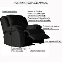 Poltrona Do Papai Reclinável Manual Magnum Veludo Marrom - 7