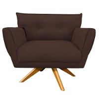 Poltrona Giratória Anitta Suede Base Madeira Marrom - 1
