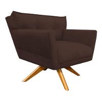 Poltrona Giratória Anitta Suede Base Madeira Marrom - 6