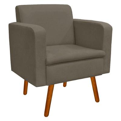 Poltrona Emília Suede Marrom Rato Pés Palito D´rossi