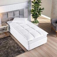 Protetor Colchão Pillow Top Premium Solteiro Micropercal 200 Fios Macio Camada Proteção - Branco - 1