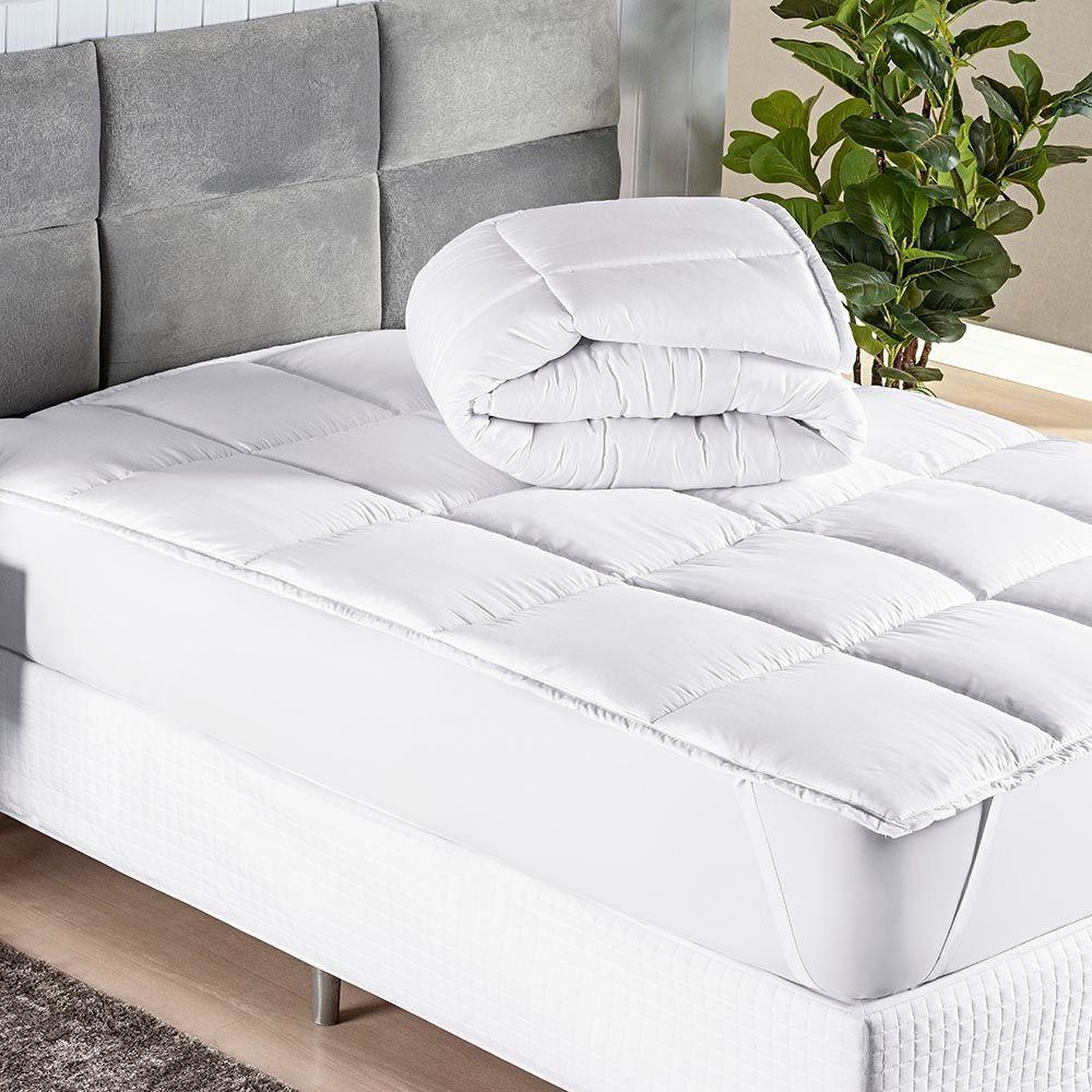 Protetor Colchão Pillow Top Premium Casal King Micropercal 200 Fios Macio Camada Proteção - Branco - 2