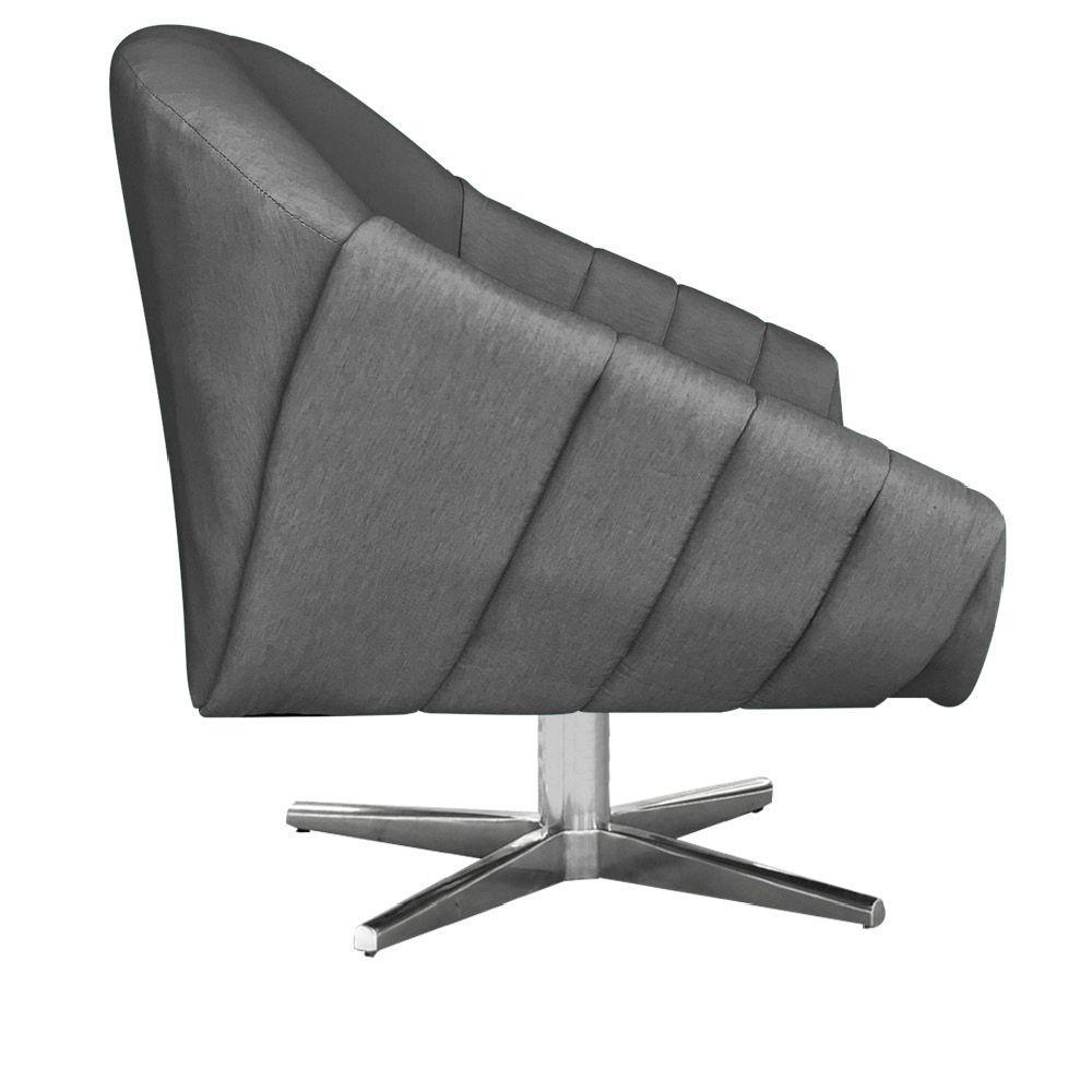 Poltrona Giratória Giovana Linho Grafite Base Cromada - 3