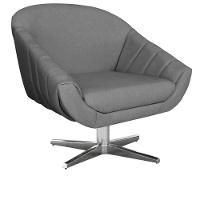 Poltrona Giratória Giovana Linho Grafite Base Cromada - 1