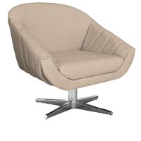 Poltrona Giratória Giovana Linho Grosso Bege Base Cromada - 1