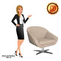 Poltrona Giratória Giovana Linho Grosso Bege Base Cromada - 2