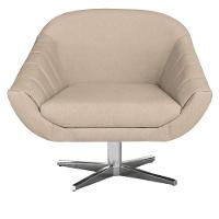 Poltrona Giratória Giovana Linho Grosso Bege Base Cromada - 4