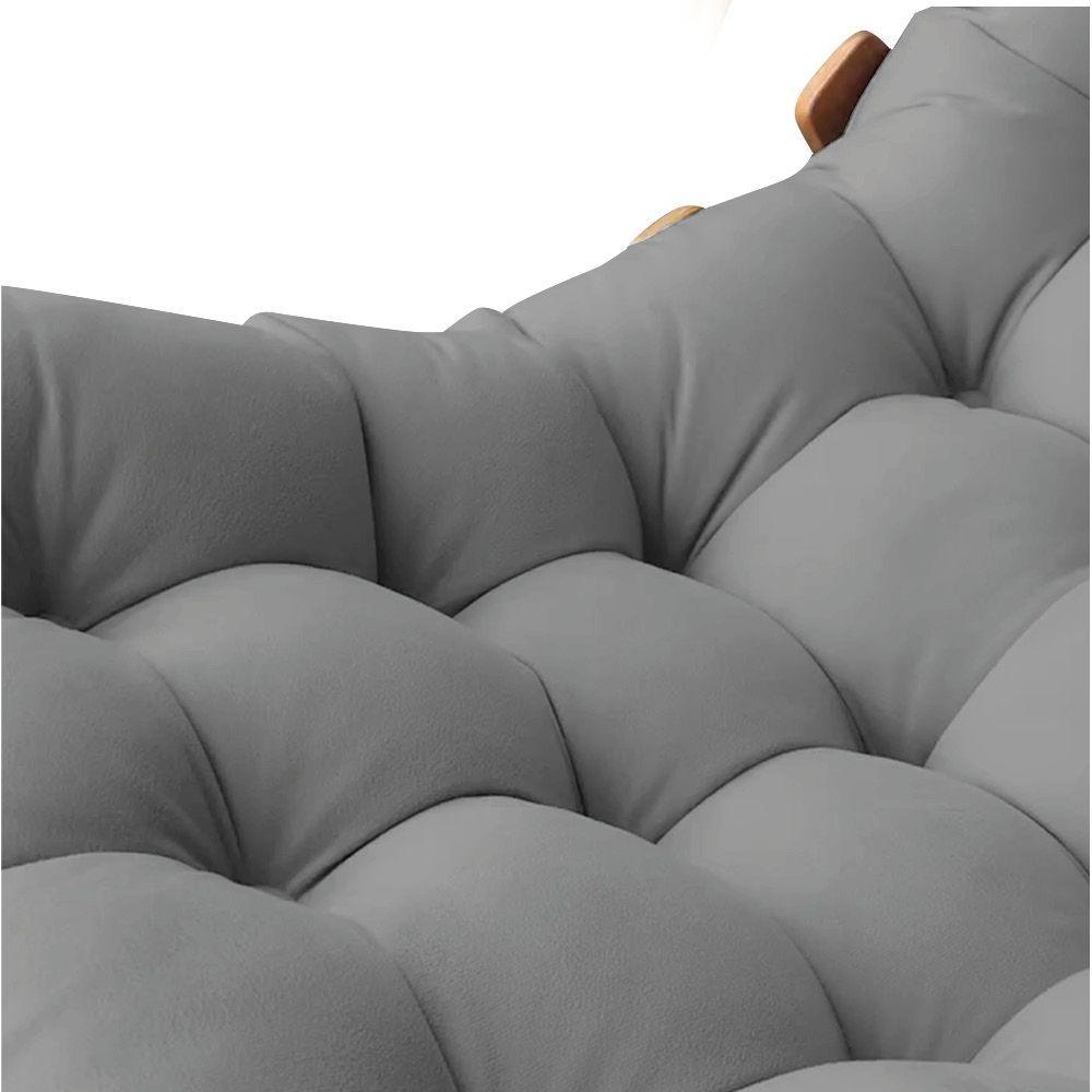 Poltrona Giratória Costela Suede Base Madeira Grafite - 6