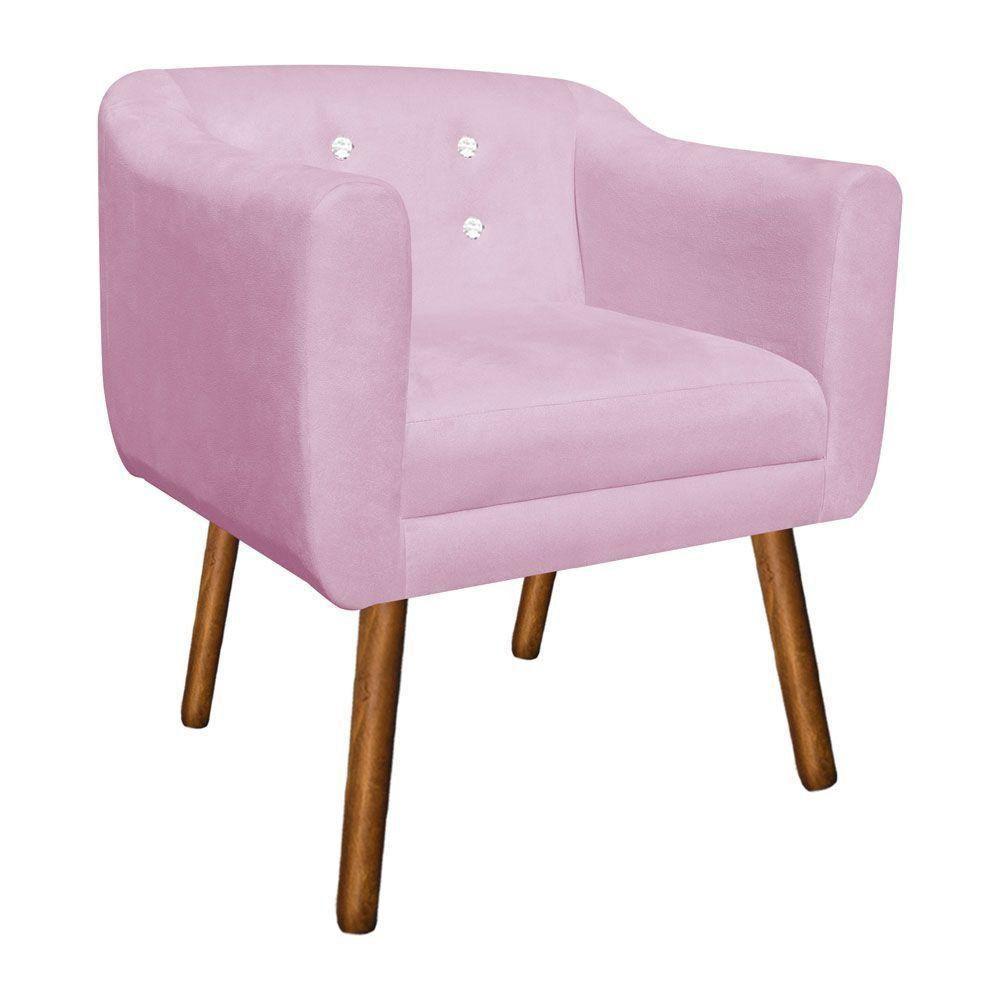 Poltrona Julia Rosa Bebê Com Strass Pés Palito Castanho - 1