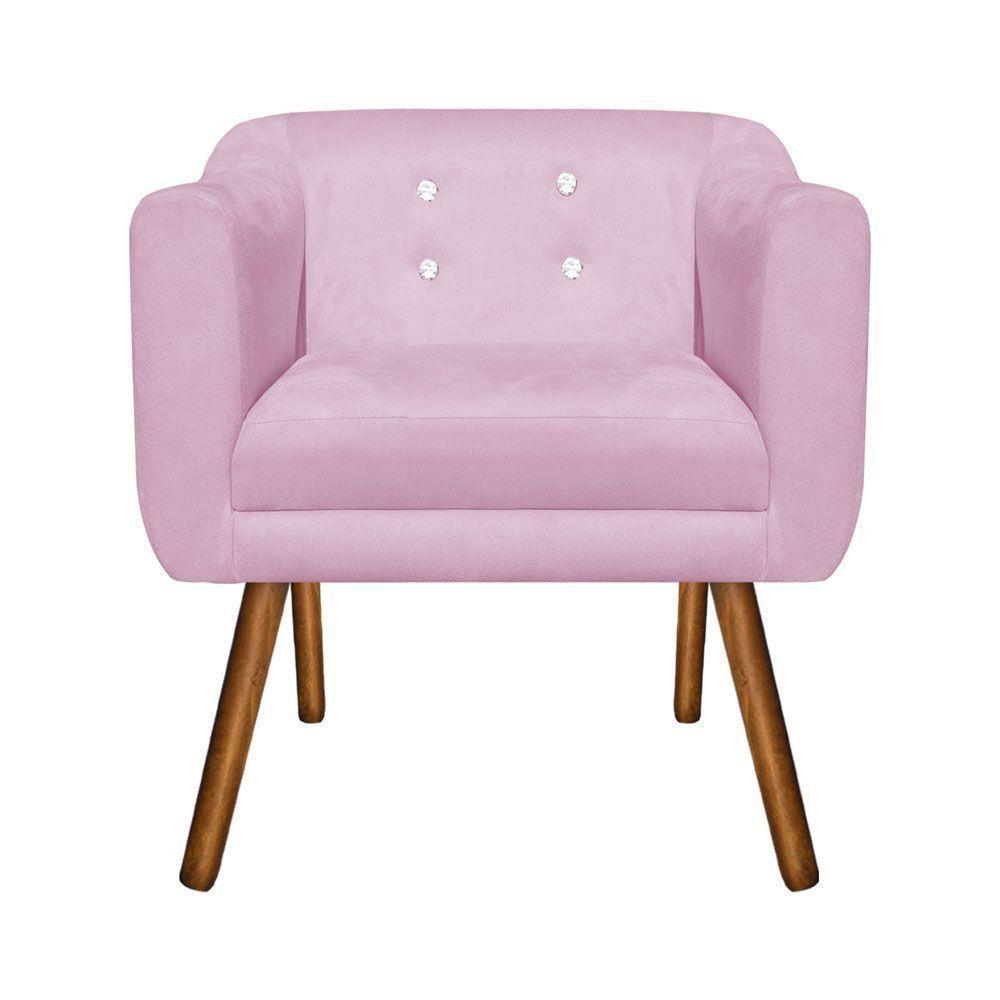 Poltrona Julia Rosa Bebê Com Strass Pés Palito Castanho - 3