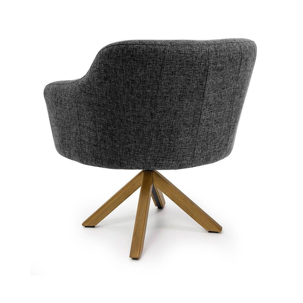 Poltrona Jade Linho Mescla Base Giratória Madeira D'Rossi - 3