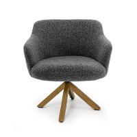 Poltrona Jade Linho Mescla Base Giratória Madeira D'Rossi - 2