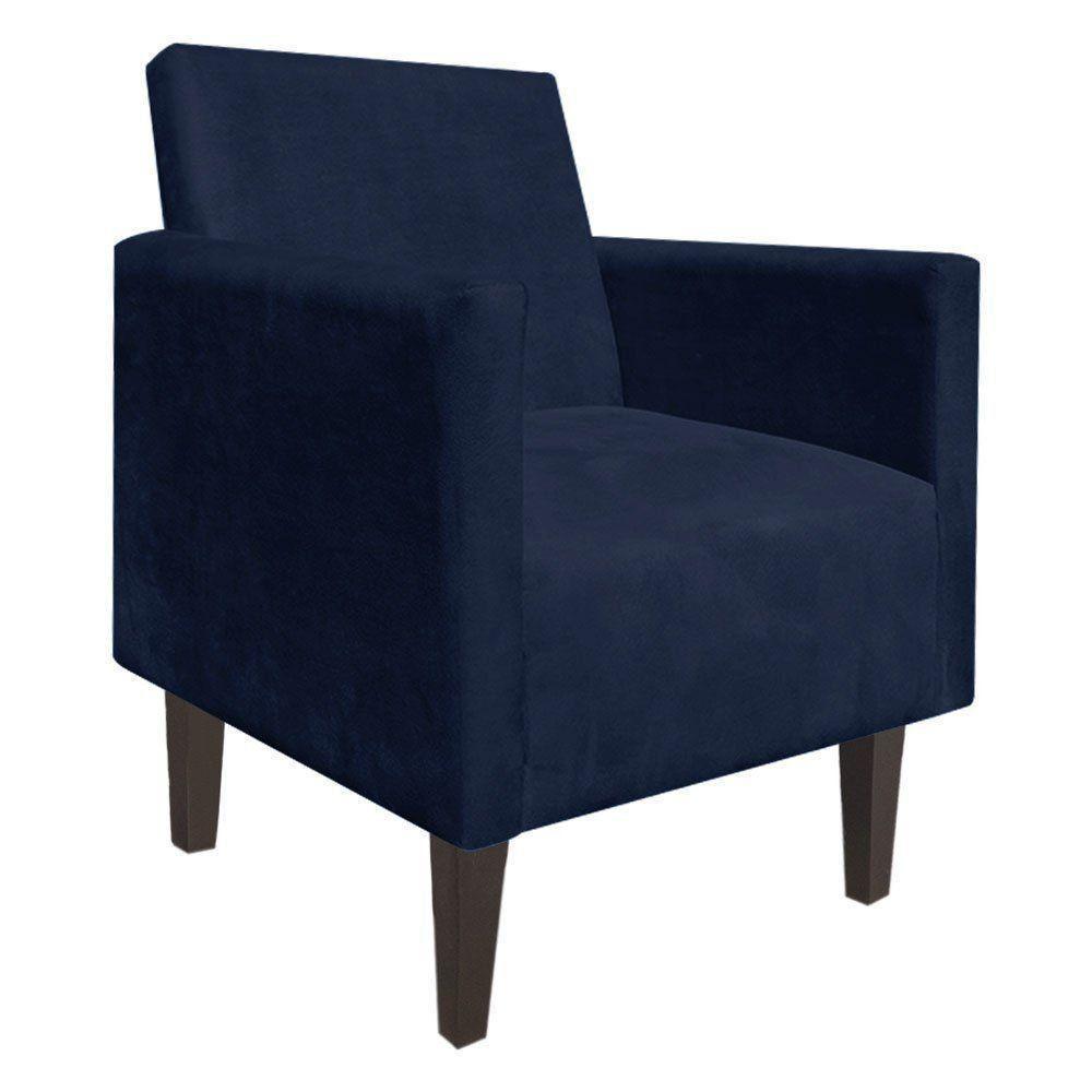 Poltrona Jade Suede Azul Marinho Pés Chanfrado D´rossi - 1