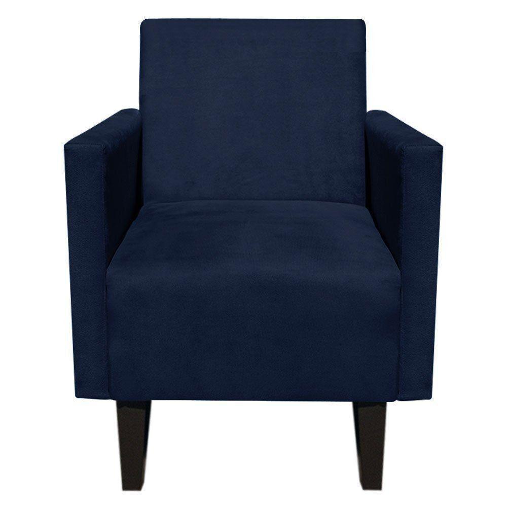 Poltrona Jade Suede Azul Marinho Pés Chanfrado D´rossi - 3