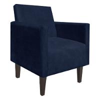 Poltrona Jade Suede Azul Marinho Pés Chanfrado D´rossi - 1