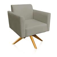 Poltrona Marisa Suede Base Madeira Marrom Rato - 1