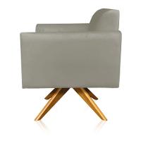 Poltrona Marisa Suede Base Madeira Marrom Rato