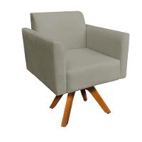 Poltrona Marisa Suede Marrom Rato Base Madeira - 1