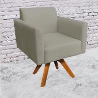 Poltrona Marisa Suede Marrom Rato Base Madeira - 3