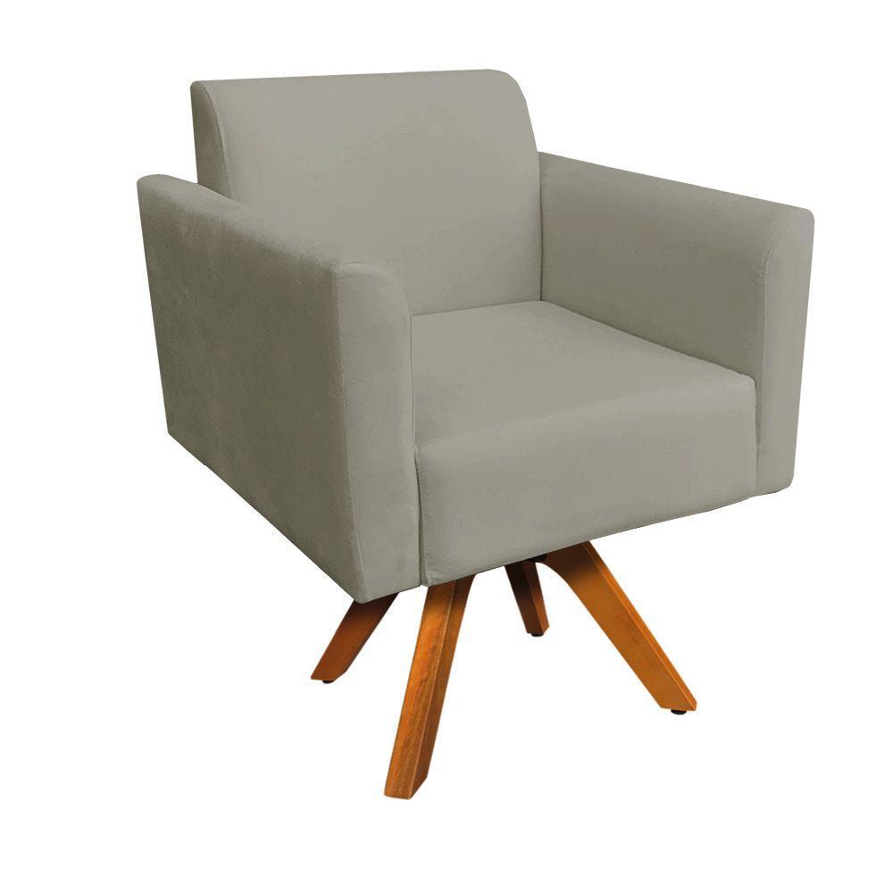 Poltrona Marisa Suede Base Madeira Marrom Rato - 1