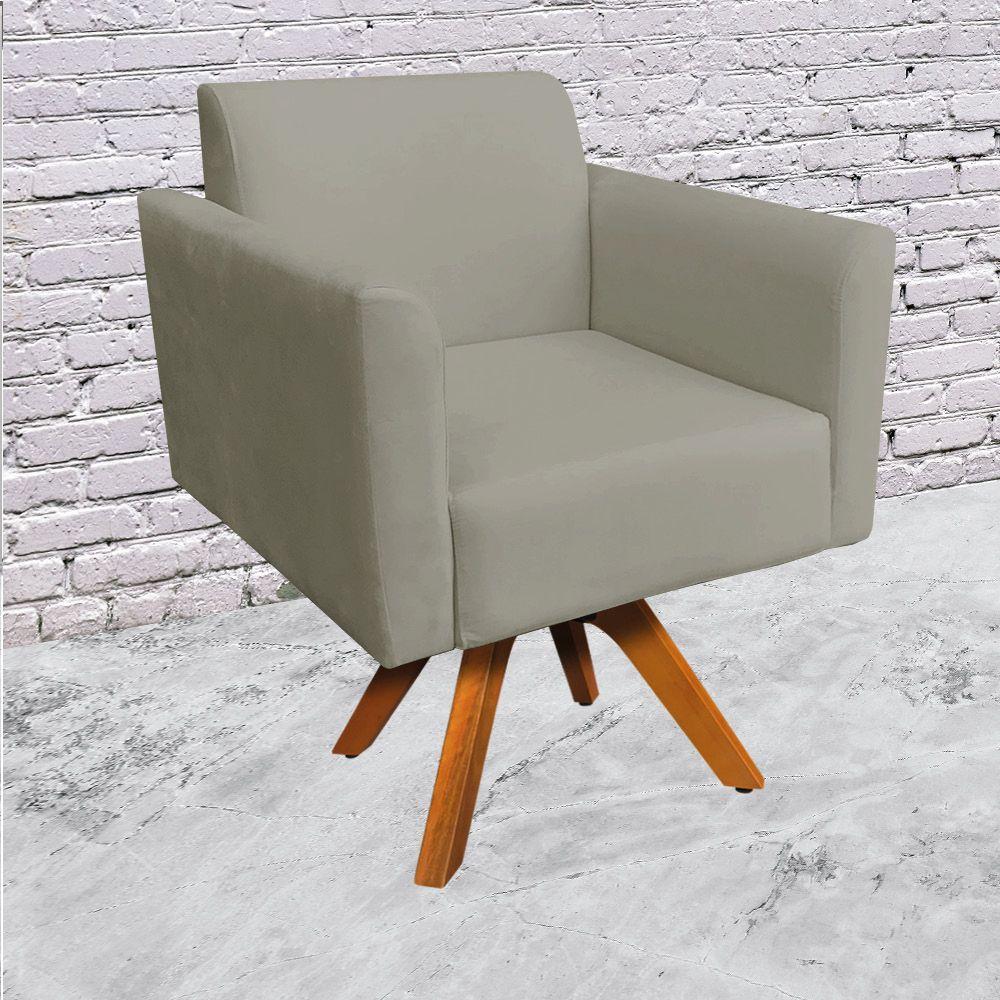 Poltrona Marisa Suede Base Madeira Marrom Rato - 4