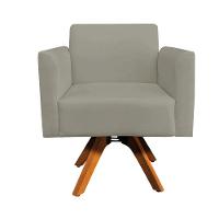 Poltrona Marisa Suede Base Madeira Marrom Rato