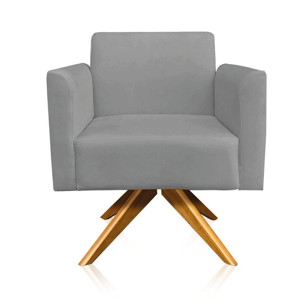 Poltrona Marisa Suede Base Madeira Grafite - 2