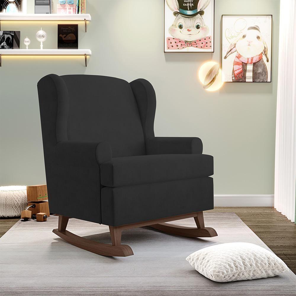 Poltrona Malu Base De Madeira P02 Suede Preto - 7