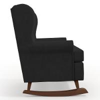 Poltrona Malu Base De Madeira P02 Suede Preto - 3