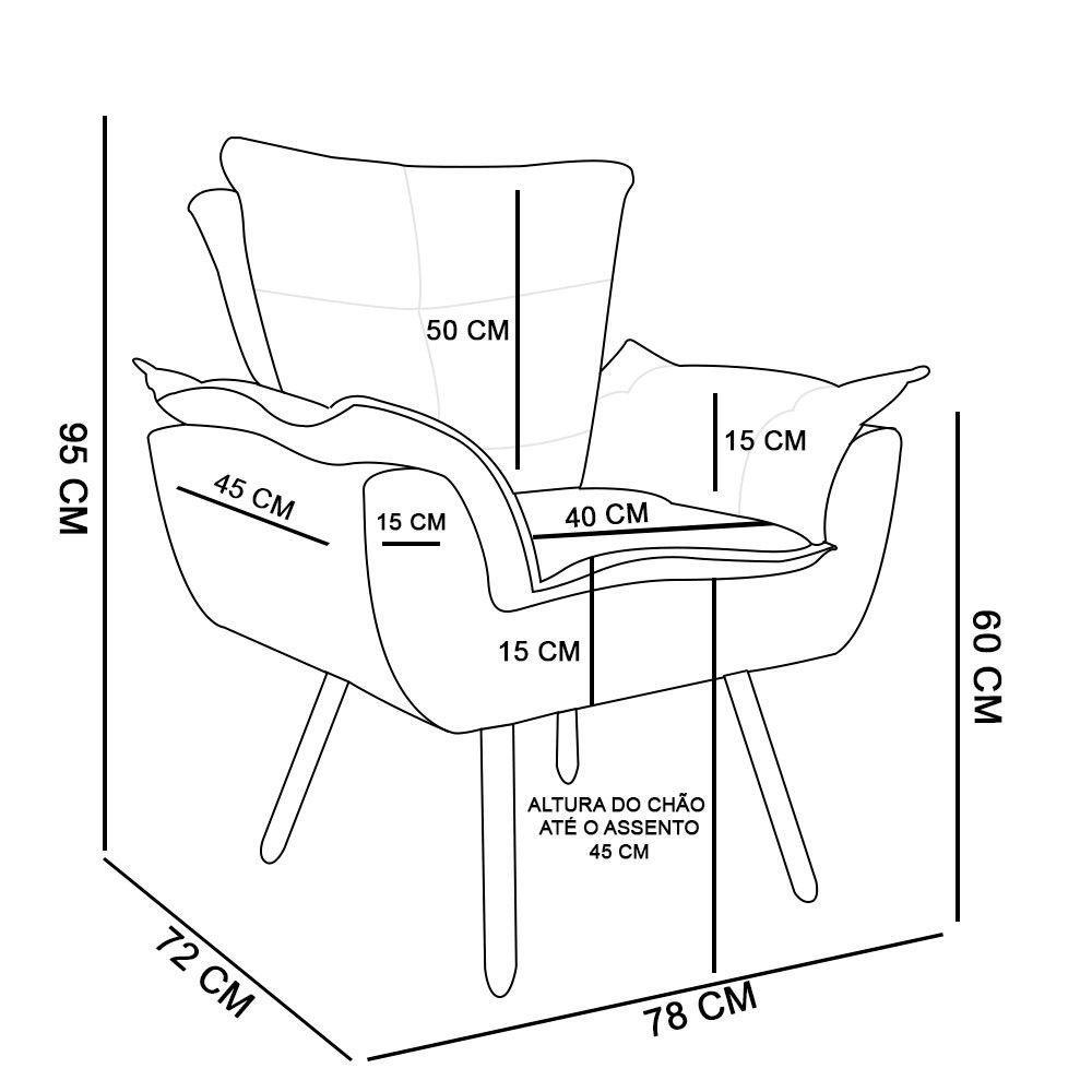Poltrona Opala Suede Rosa Bebê Pés Palito Castanho D´rossi - 3