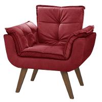 Poltrona Orion 1 Lugar Base Palito Tecido Vermelho - 1