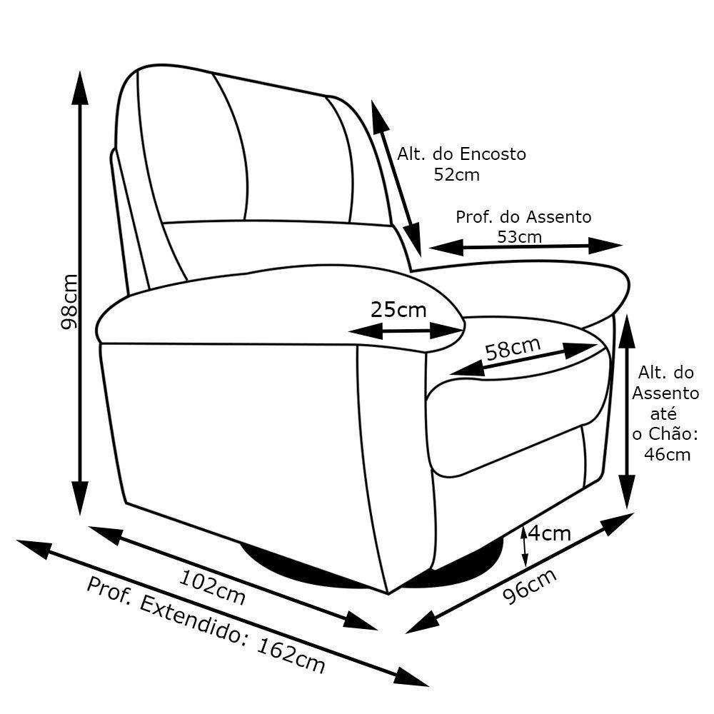 Poltrona Reclinável Elétrica Power Touch Couro Marrom - 2