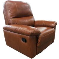 Poltrona Reclinável Giratória Glider Couro Conhaque Brilho - 1